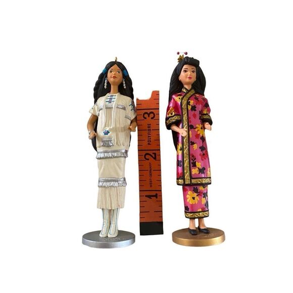 Set of 2 Barbie 96 97 Native Chinese Barbie Holiday Ornament Mini Collectible Do - Picture 6 of 9